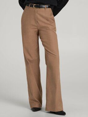 American Tall High Rise Wide Leg Flat Front Chinos for Tall Women in Fawn sz 10